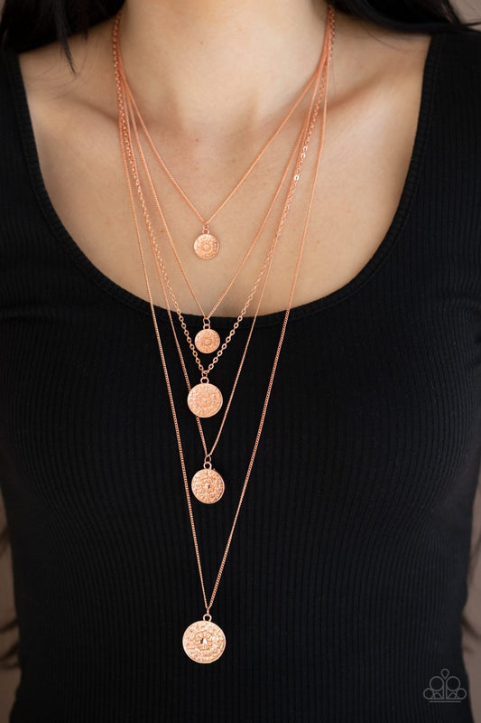 Medallion Marvel-copper-Paparazzi necklace
