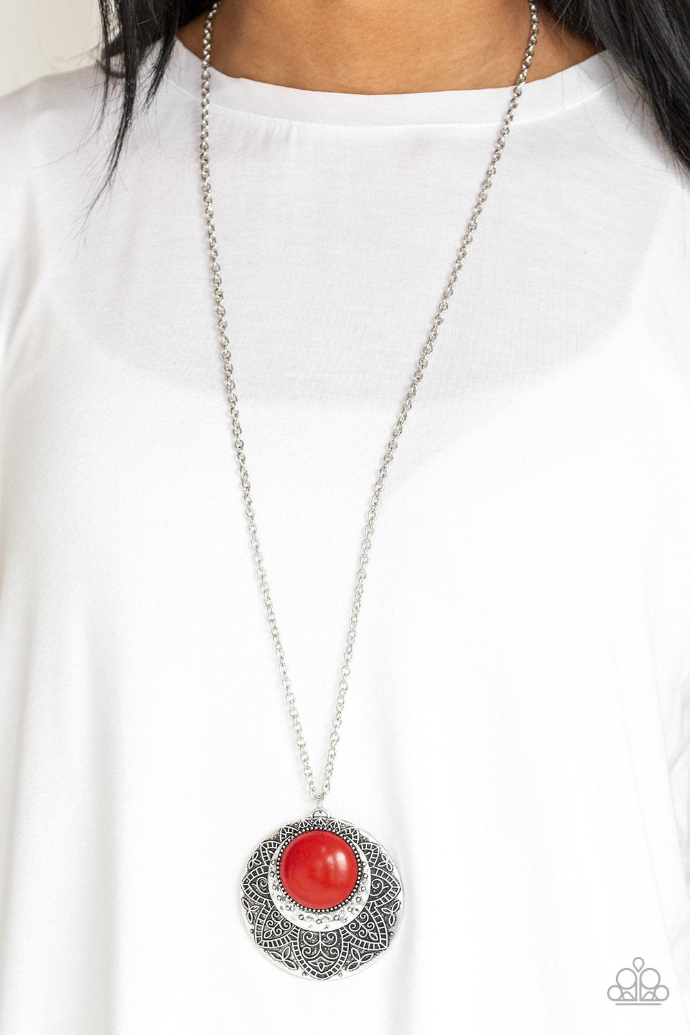 Medallion Meadow-red-Paparazzi necklace