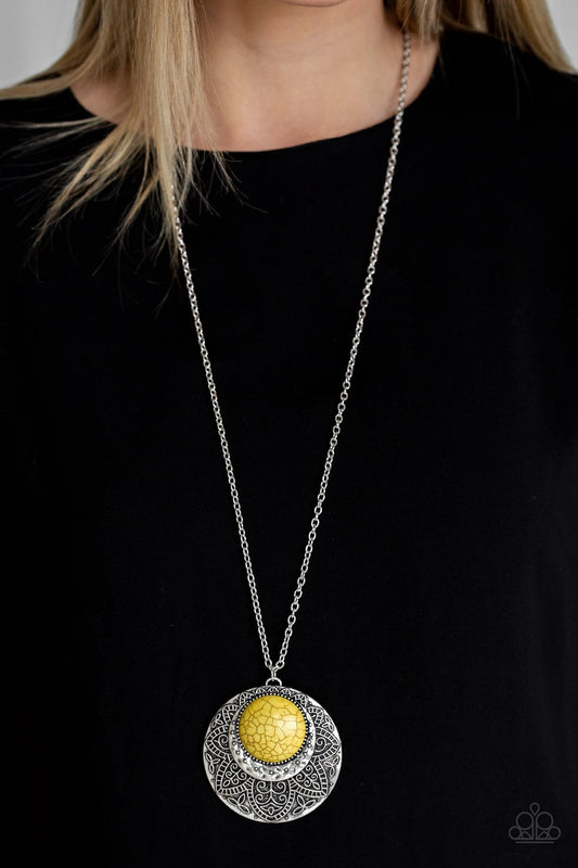 Medallion Meadow-yellow-Paparazzi necklace