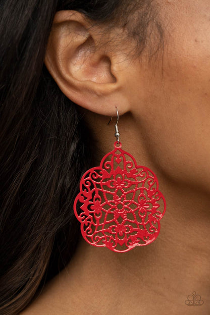Mediterranean Eden - red - Paparazzi earrings