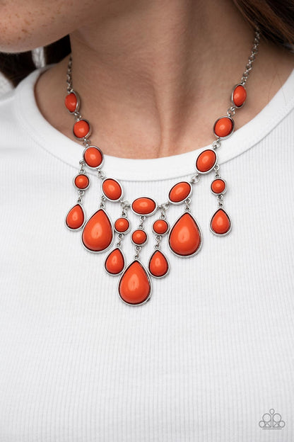 Mediterranean Mystery - orange - Paparazzi necklace