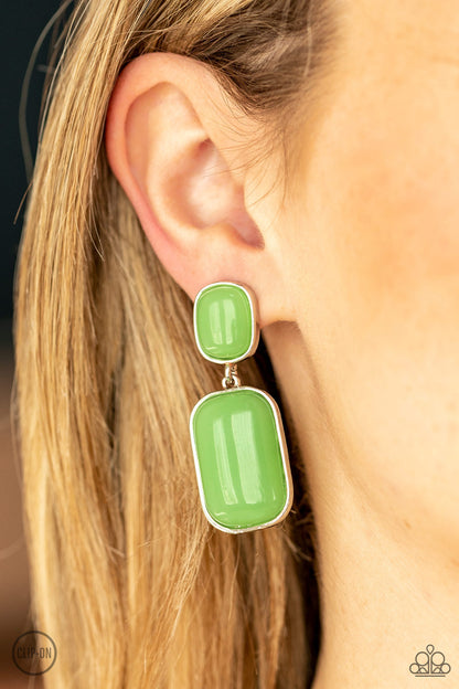 Meet Me At The Plaza - green - Paparazzi CLIP ON earrings