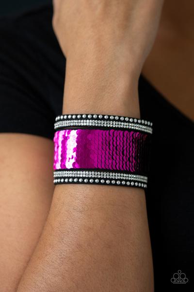 Mermaids Have More Fun - pink (and black) - Paparazzi bracelet