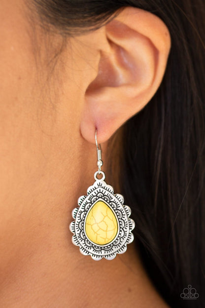 Mesa Mustang-yellow-Paparazzi earrings