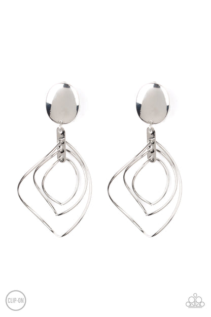 Metallic Foliage - silver - Paparazzi clip on earrings