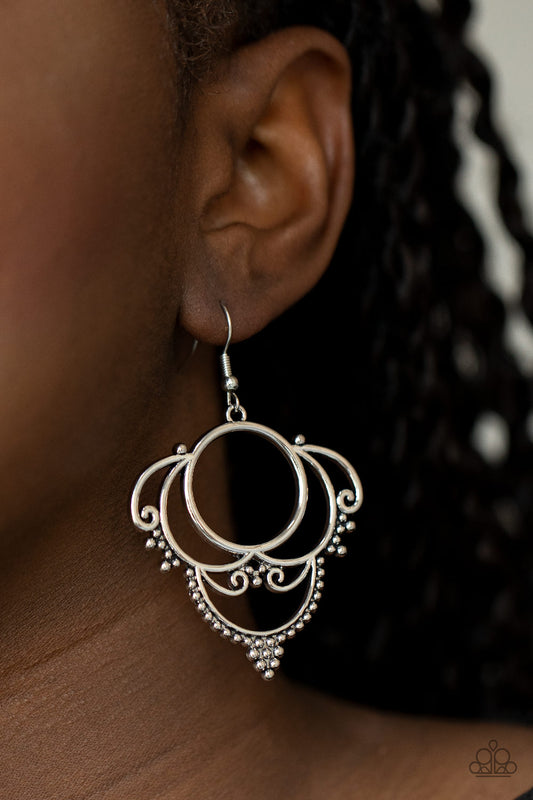 Metallic Macrame - silver - Paparazzi earrings
