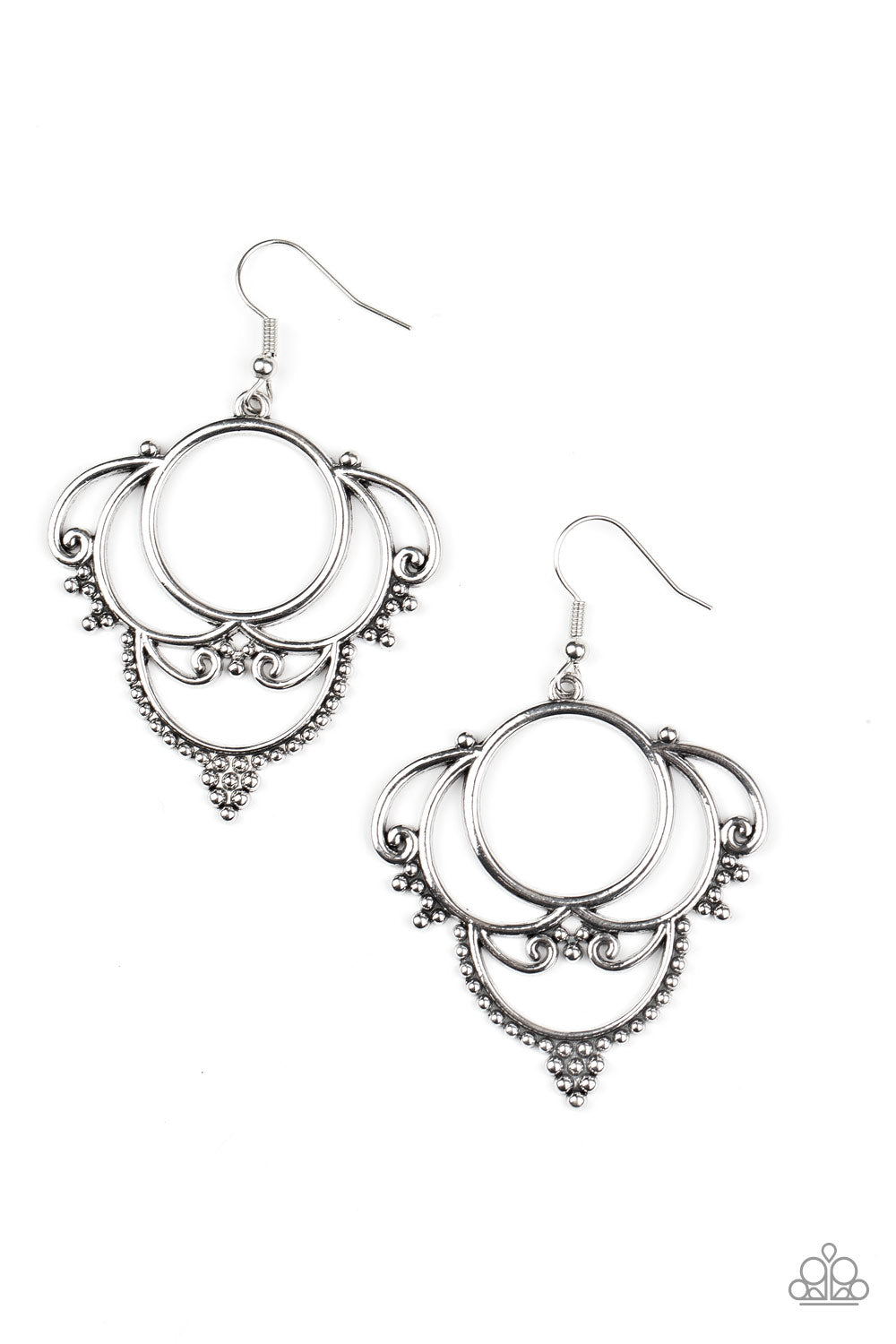 Metallic Macrame - silver - Paparazzi earrings