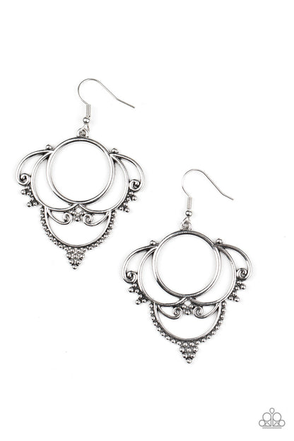 Metallic Macrame - silver - Paparazzi earrings