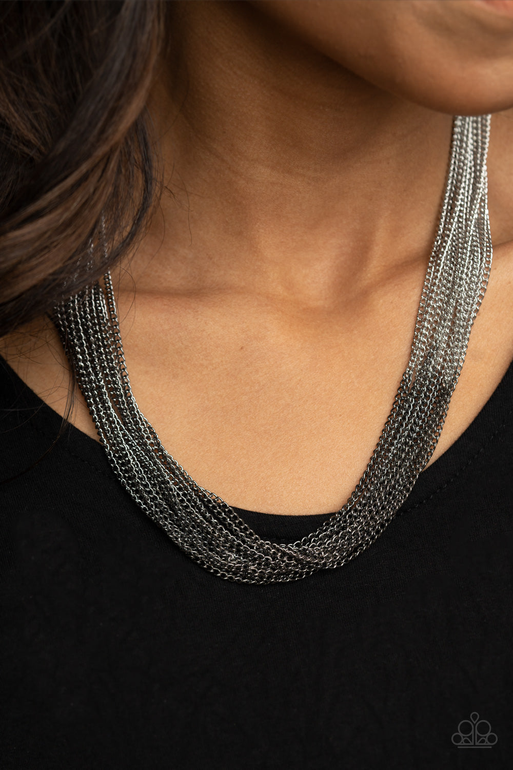 Metallic Merger - black - Paparazzi necklace
