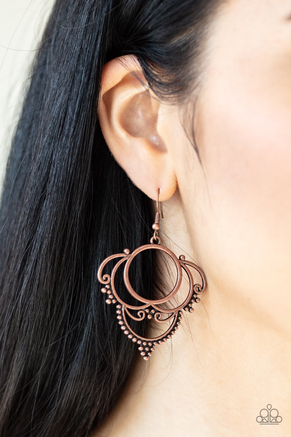 Metallic Macrame-copper-Paparazzi earrings