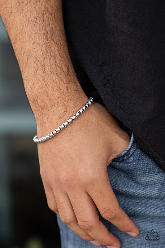 Metro Marathon-silver-Paparazzi mens bracelet