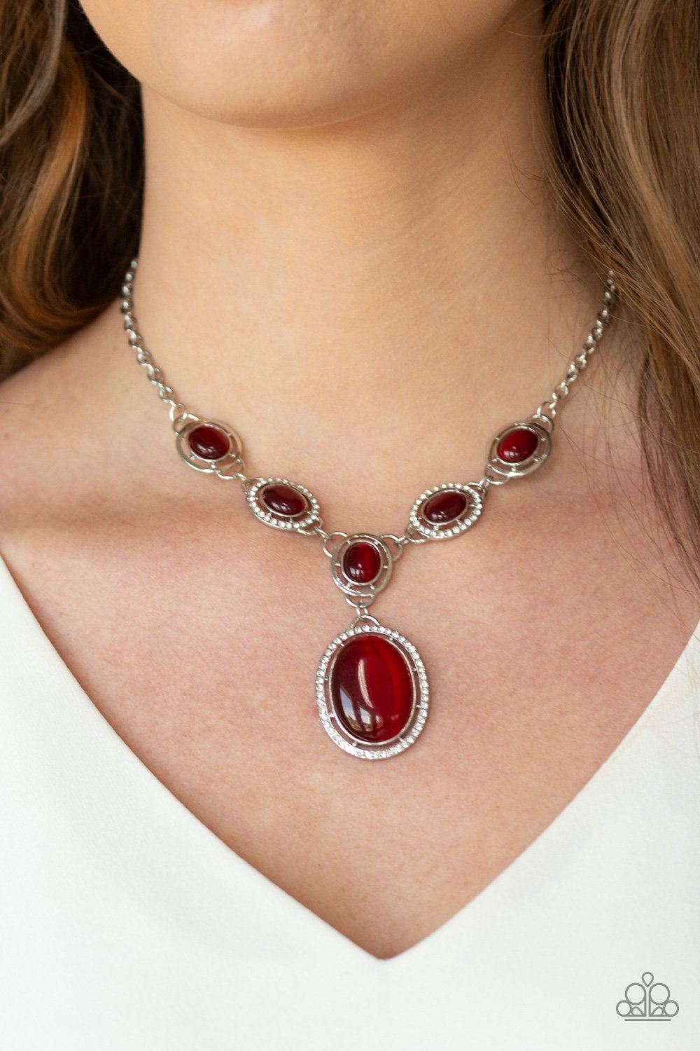 Metro Medallion-red-Paparazzi necklace