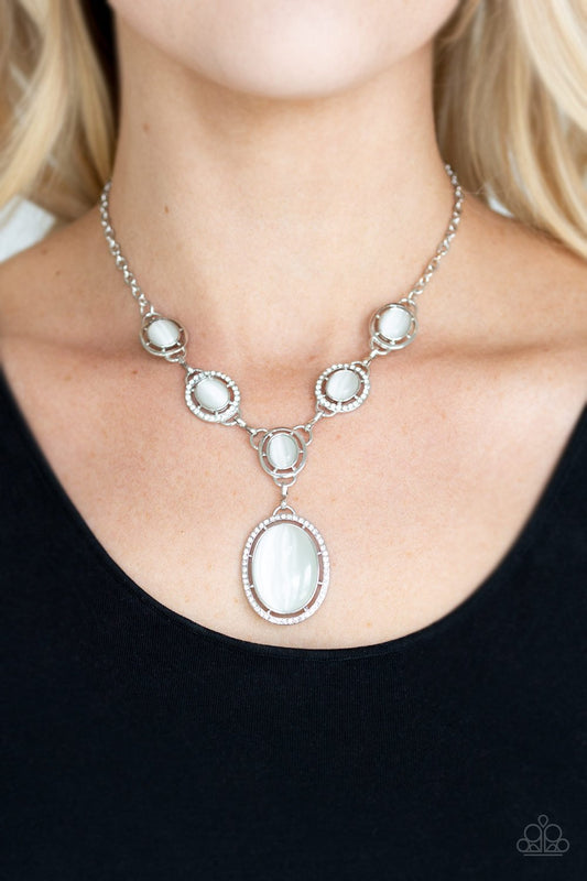 Metro Medallion-white-Paparazzi necklace