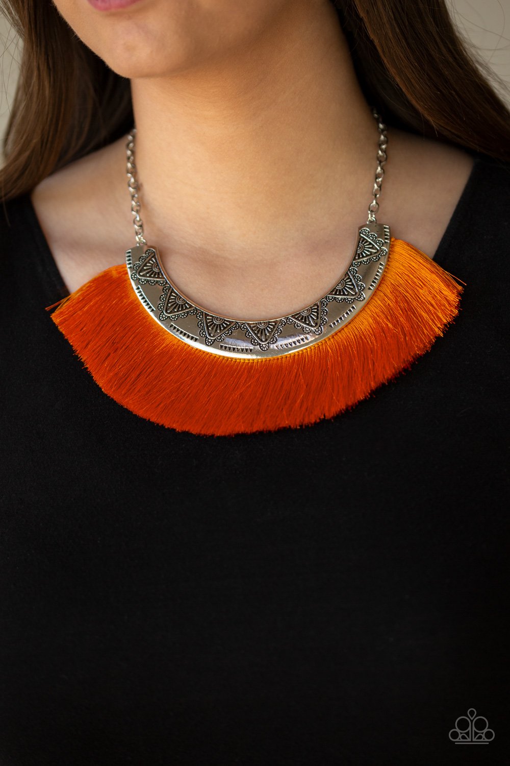 Might and Mane-orange-Paparazzi necklace