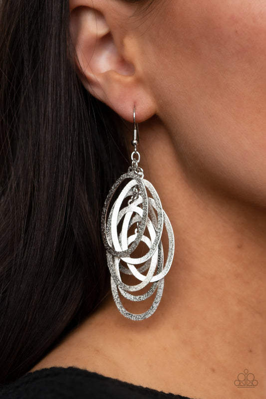 Mind OVAL Matter - silver - Paparazzi earrings