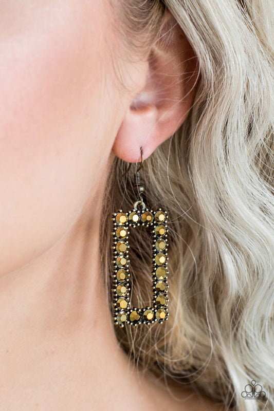 Mirror Mirror - brass - Paparazzi earrings