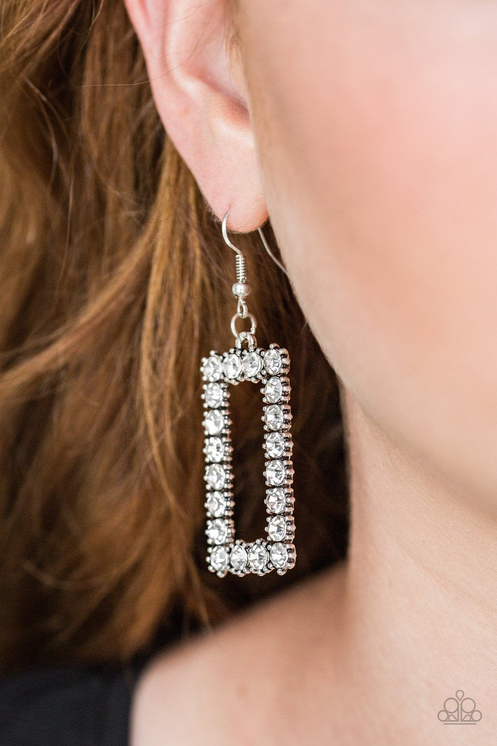 Mirror Mirror-white-Paparazzi earrings