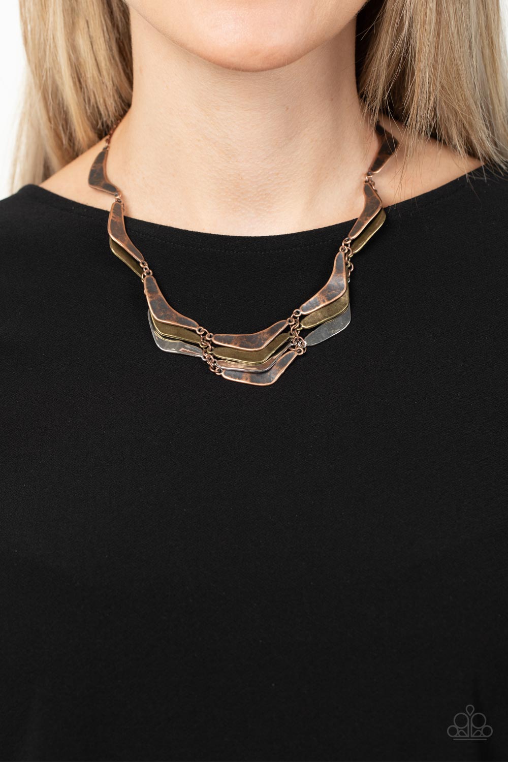 Mixed Metal Mecca - copper - Paparazzi necklace