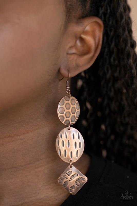 Mixed Movement - copper - Paparazzi earrings
