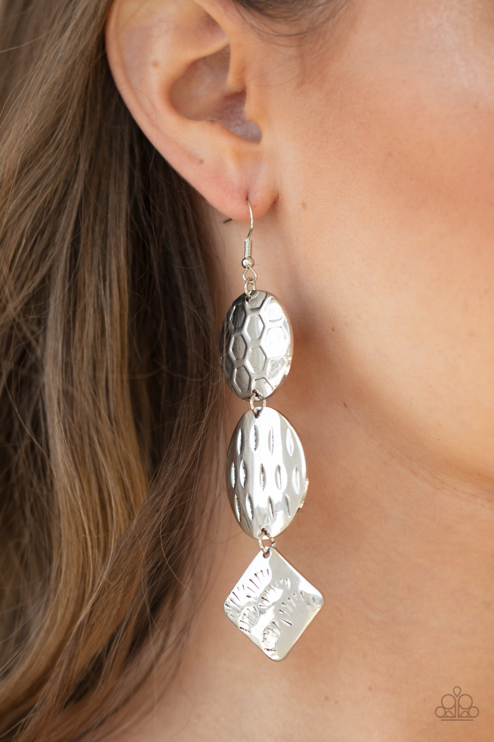 Mixed Movement - silver - Paparazzi earrings