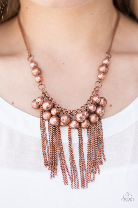Modern Mechanics - copper - Paparazzi necklace