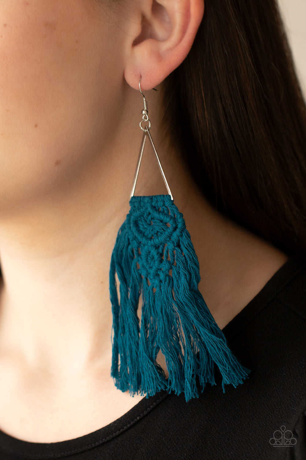 Modern Day Macrame - blue - Paparazzi earrings