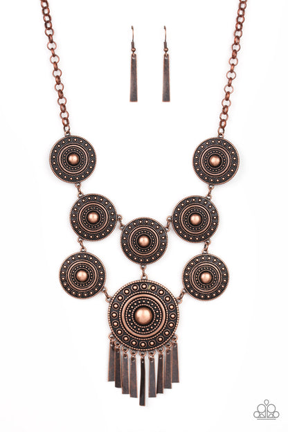 Modern Medalist - copper - Paparazzi necklace