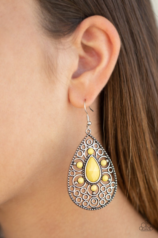 Modern Garden-yellow-Paparazzi earrings