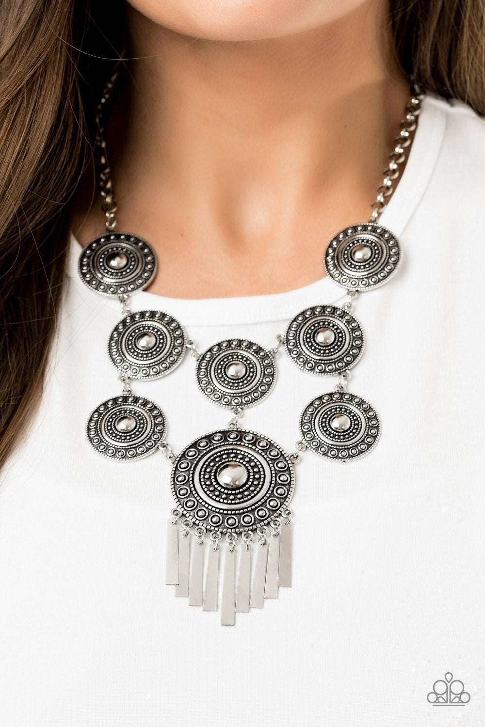 Modern Medalist-silver-Paparazzi necklace