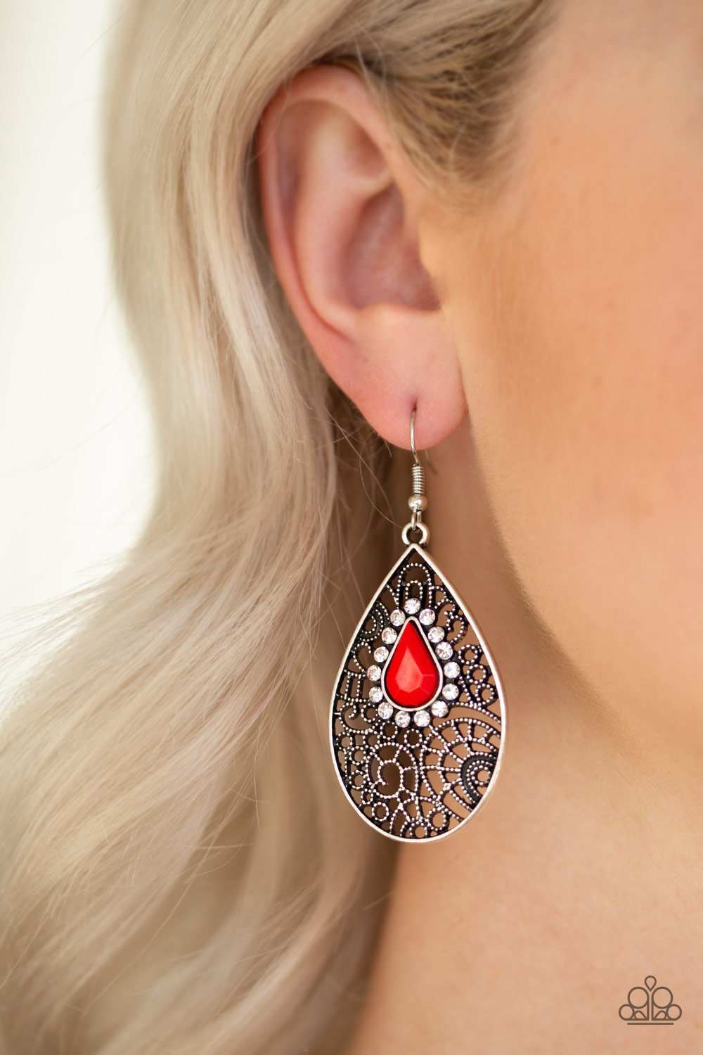 Modern Monte Carlo-red-Paparazzi earrings