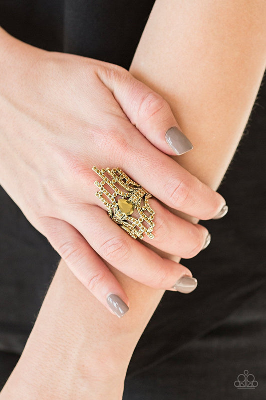 Modern Muse-brass-Paparazzi ring