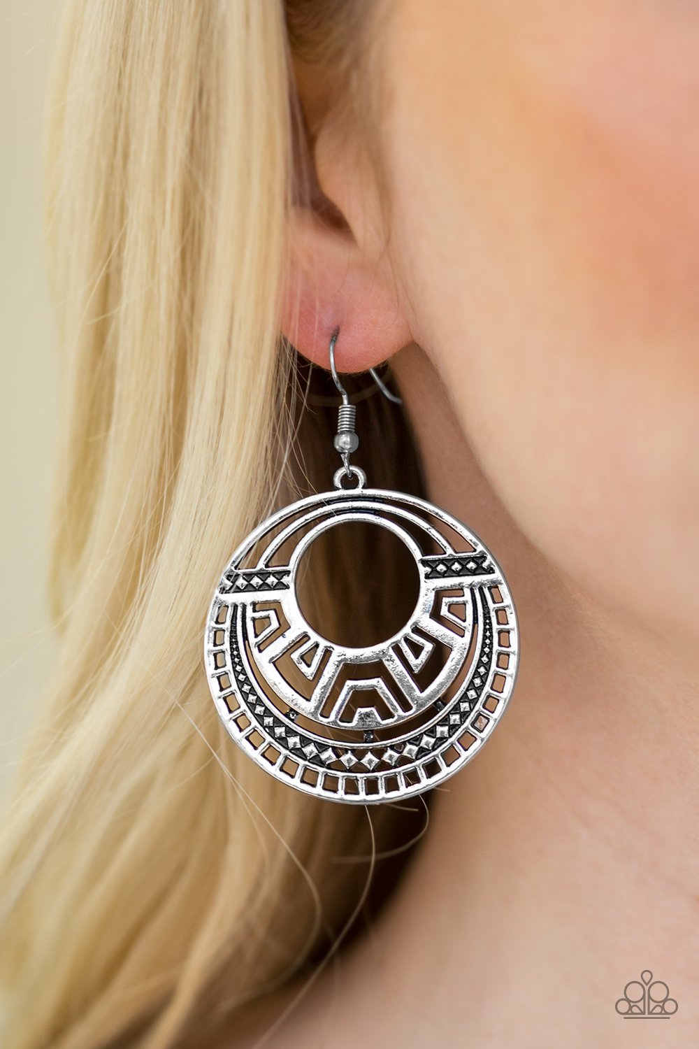 Modernly Mayan - silver - Paparazzi earrings