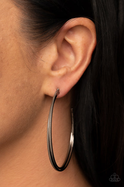 Monochromatic Curves - black - Paparazzi earrings