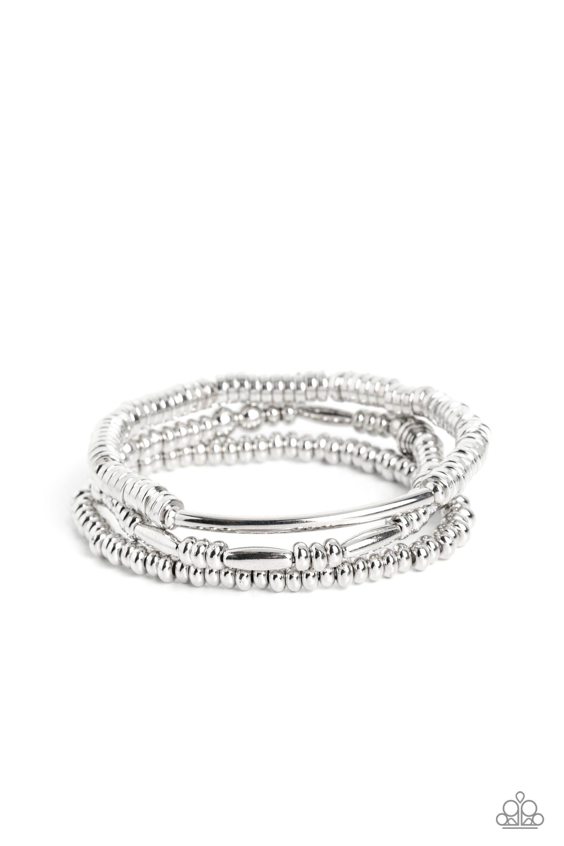 Monochromatic Medley - silver - Paparazzi bracelet