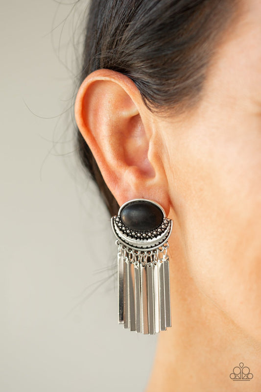 Monsoon Season-black-Paparazzi earrings
