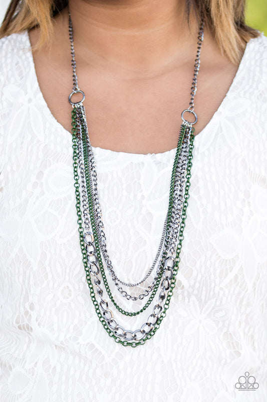Moto Motivation - green - Paparazzi necklace