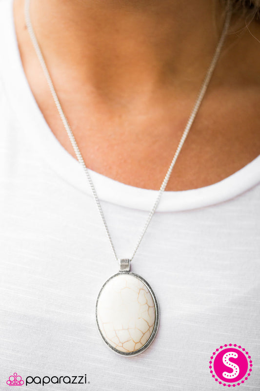 Mountain View - White - Paparazzi necklace