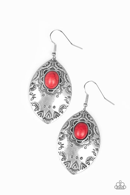 Mountain Montage - red - Paparazzi earrings