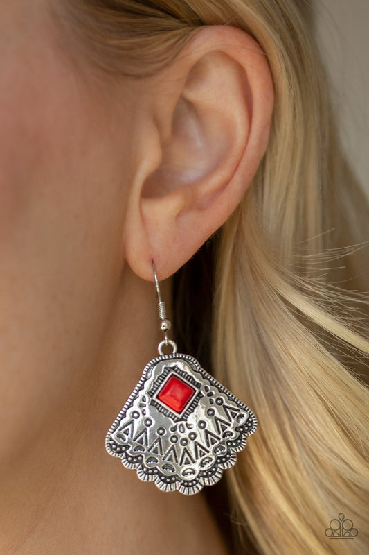 Mountain Mesa-red-Paparazzi earrings