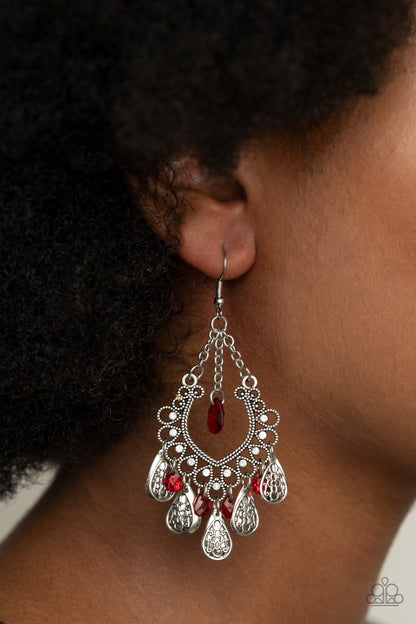 Musical Gardens - red - Paparazzi earrings