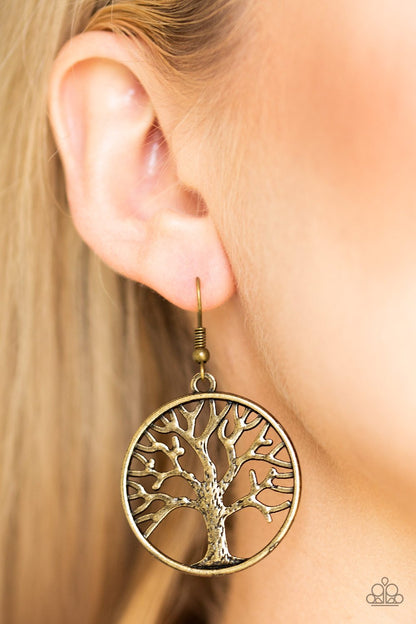 My Treehouse Is Your Treehouse-brass-Paparazzi earrings