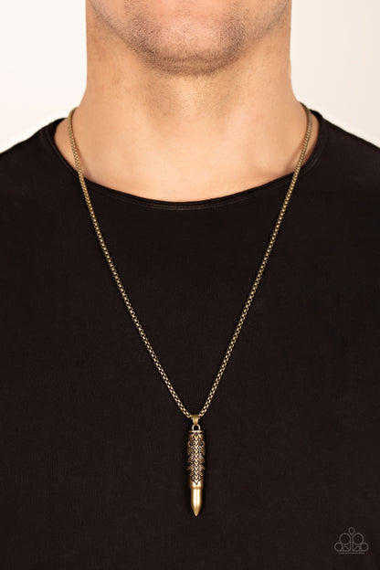 Mysterious Marksman - brass - Paparazzi MENS necklace