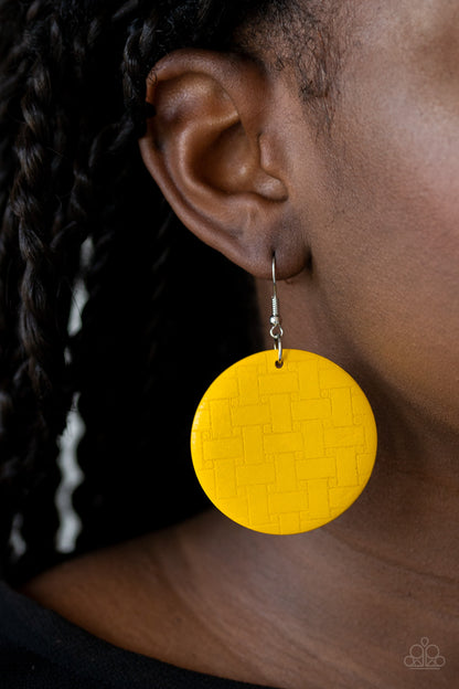 Natural Novelty - yellow - Paparazzi earrings