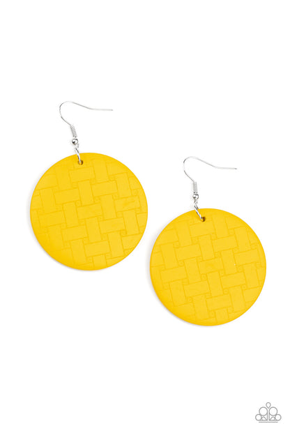 Natural Novelty - yellow - Paparazzi earrings