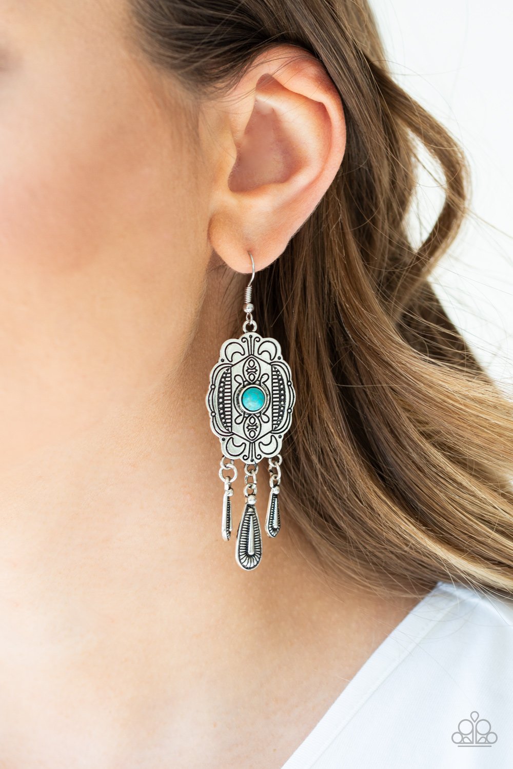 Natural Native-blue-Paparazzi earrings
