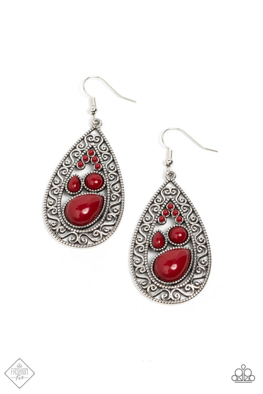 Nautical Daydream - red - Paparazzi earrings