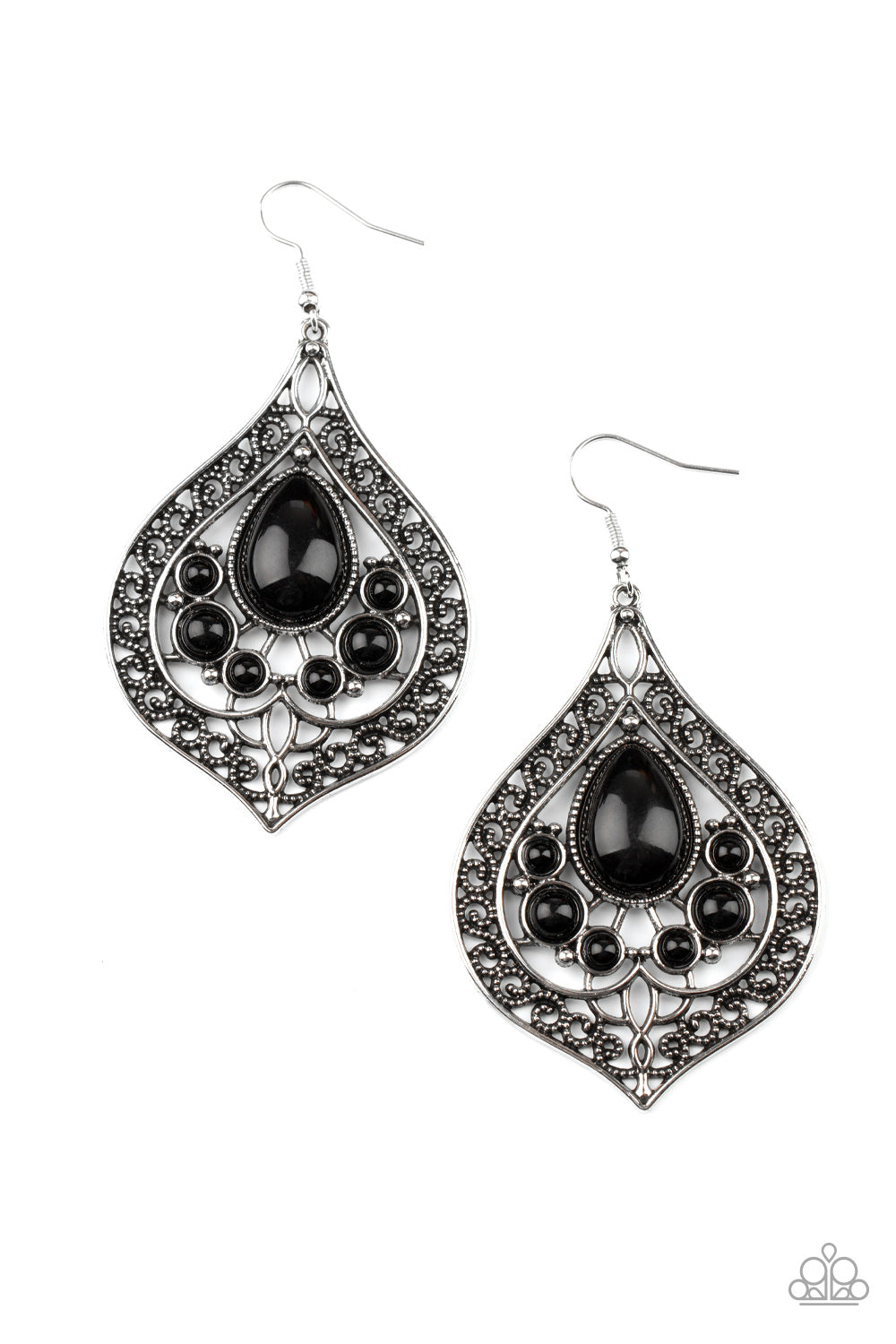 New Delhi Nouveau - black - Paparazzi earrings