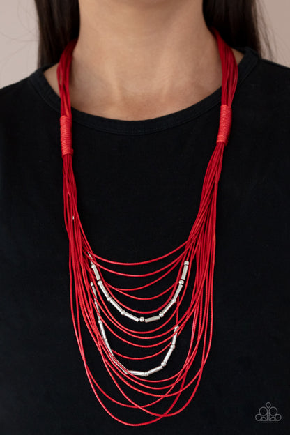 Nice CORD-ination - red - Paparazzi necklace