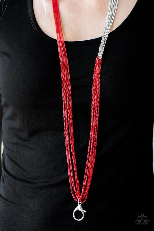 No CHAIN, No Gain - Red Lanyard - Paparazzi necklace