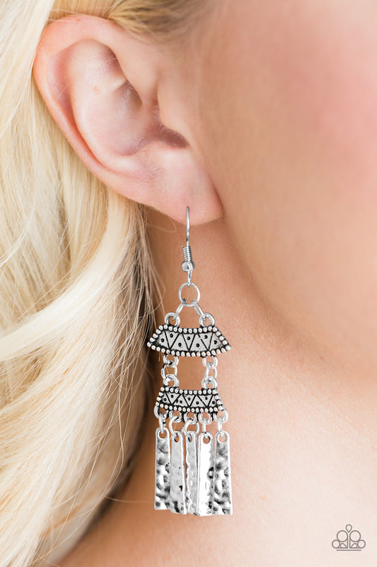 No Mans ISLAND - Silver - Paparazzi earrings